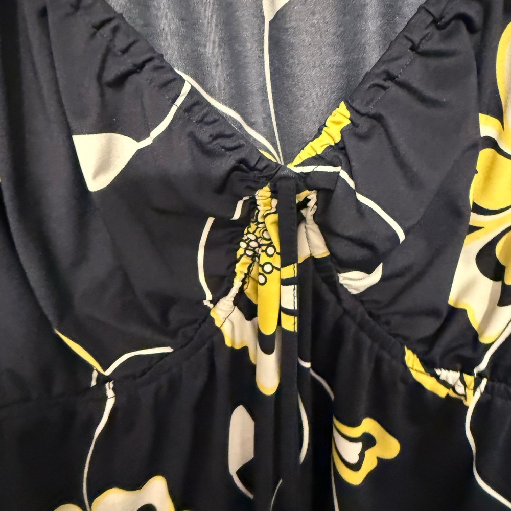Floral Navy Dress with Yellow Accents - Picture 2 of 4